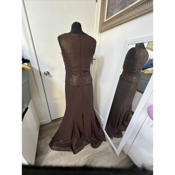 David's Bridal NWT Sz 6 Prom Wedding Gown Formal Long Dress Truffle W Shawl $188 - Picture 5 of 12